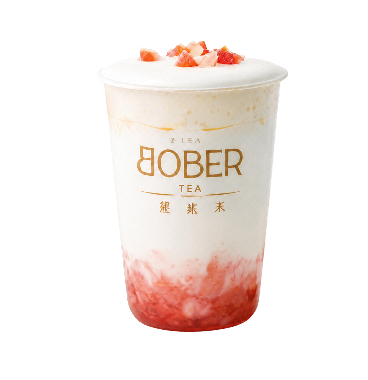 Ichigo Milk Blossom in its original Bober Tea cup